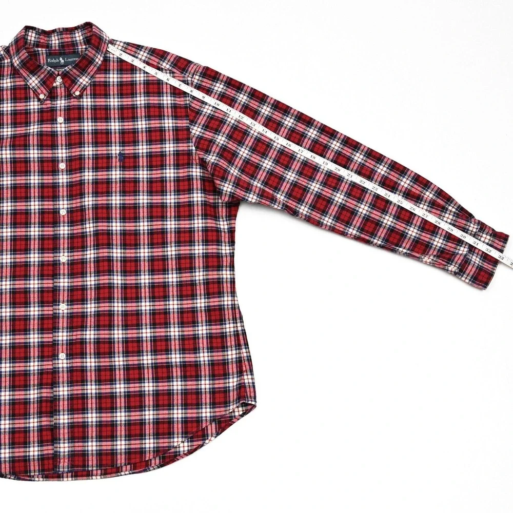 Vintage Polo Ralph Lauren Shirt Mens Plaid Button Down Oxford Cloth XL‎ Preppy